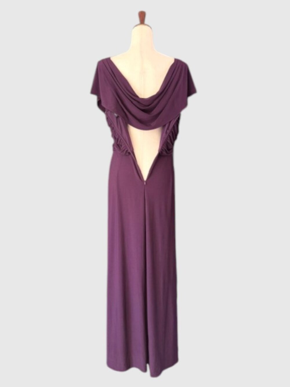 Alex Evenings Celeste Matte Jersey Cowl-Neck A-Line Gown Eggplant Plus 20W EUC - Picture 9 of 11